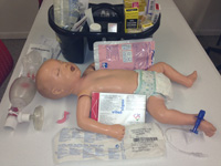 AHA PALS manequin and CPR tools aha, acls, monitor, defibrillator, crash cart, advanced cardiac arrest